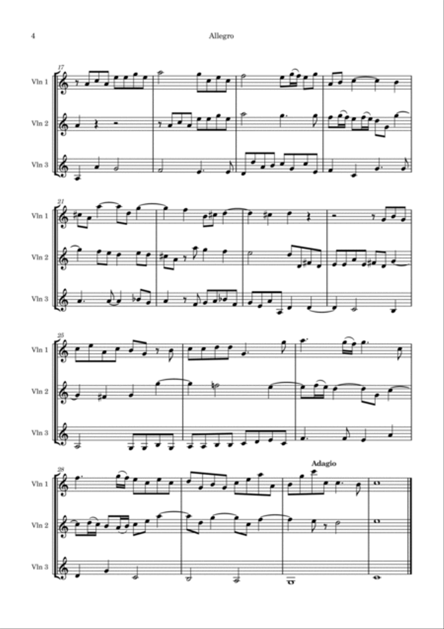 Corelli Trio Sonata Op 3 No 2. String Trio scores gallery preview page 4