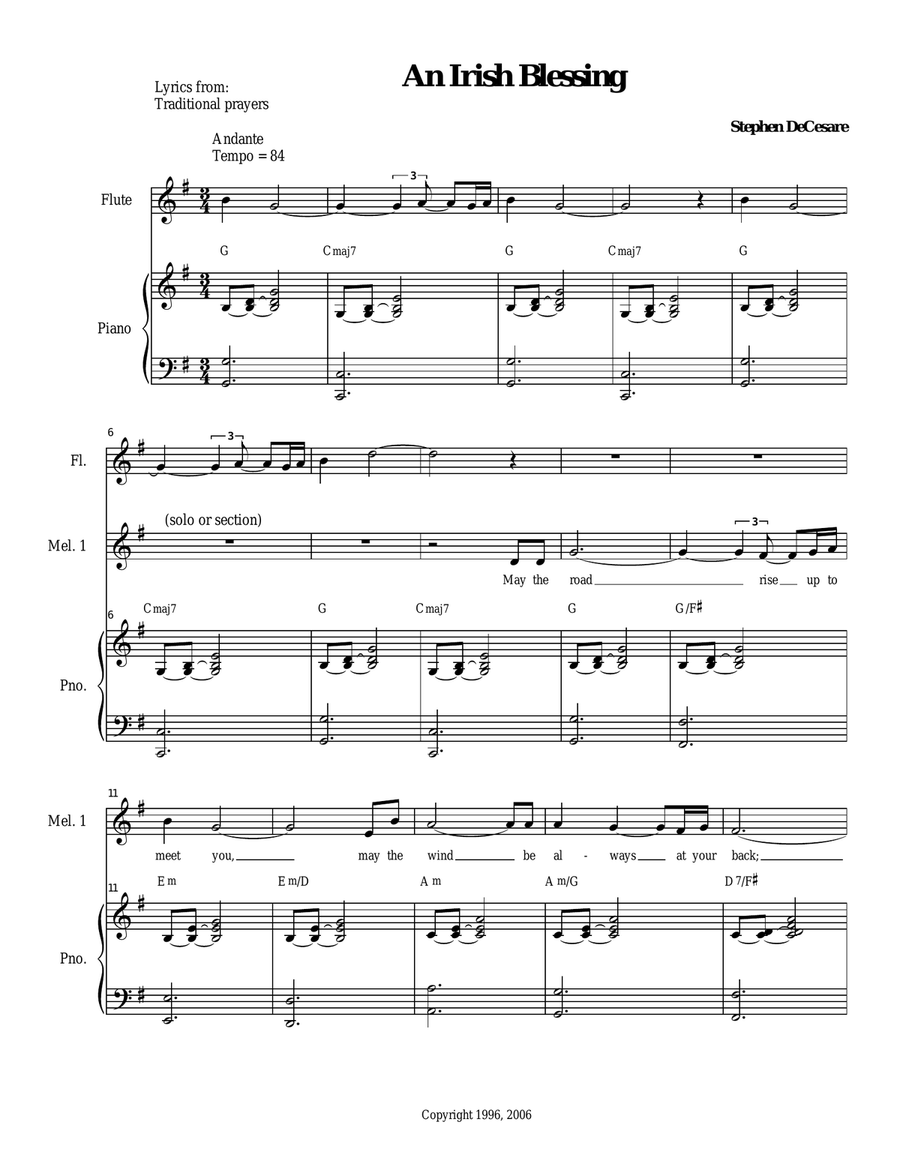 An Irish Blessing An Irish Blessing Flute scores gallery preview page 1