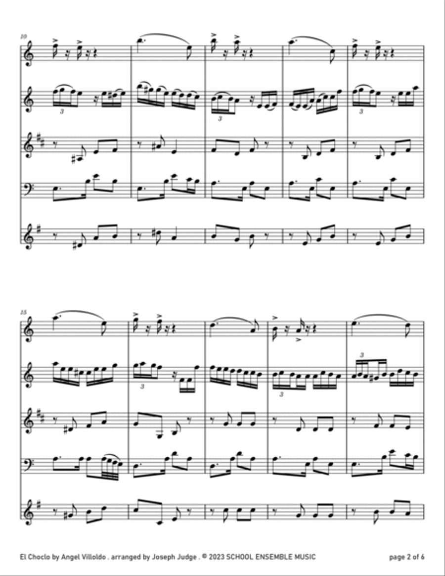 El Choclo by Villoldo for Woodwind Quartet in Schools Woodwind Quartet scores gallery preview page 2