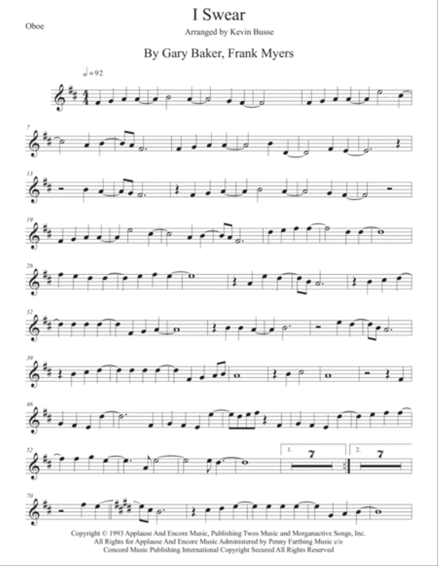 I Swear Oboe Solo scores gallery preview page 1
