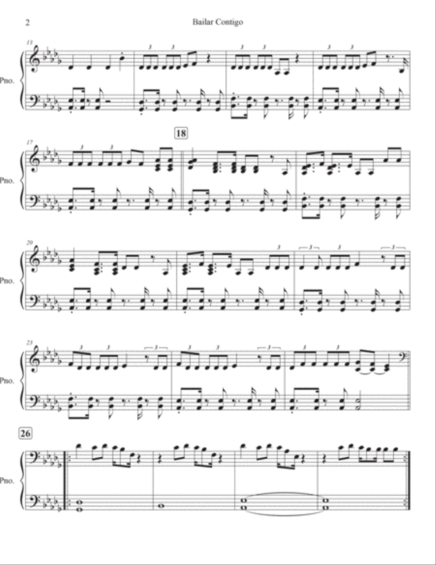 Bailar Contigo Piano Solo scores gallery preview page 2