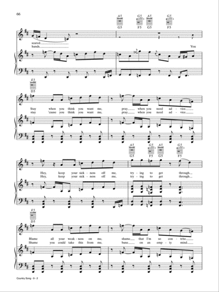 Country Song Piano, Vocal, Guitar scores gallery preview page 2