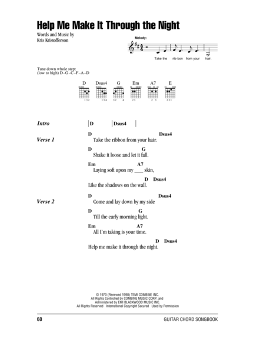 Help Me Make It Through The Night Acoustic Guitar scores gallery preview page 1