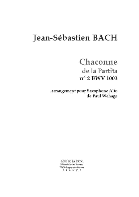 Chaconne from Partita II (violin) BWV 1003