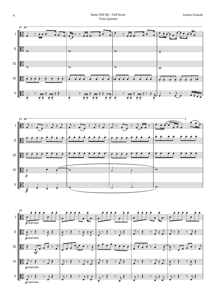 Santa Tell Me String Quintet scores gallery preview page 4