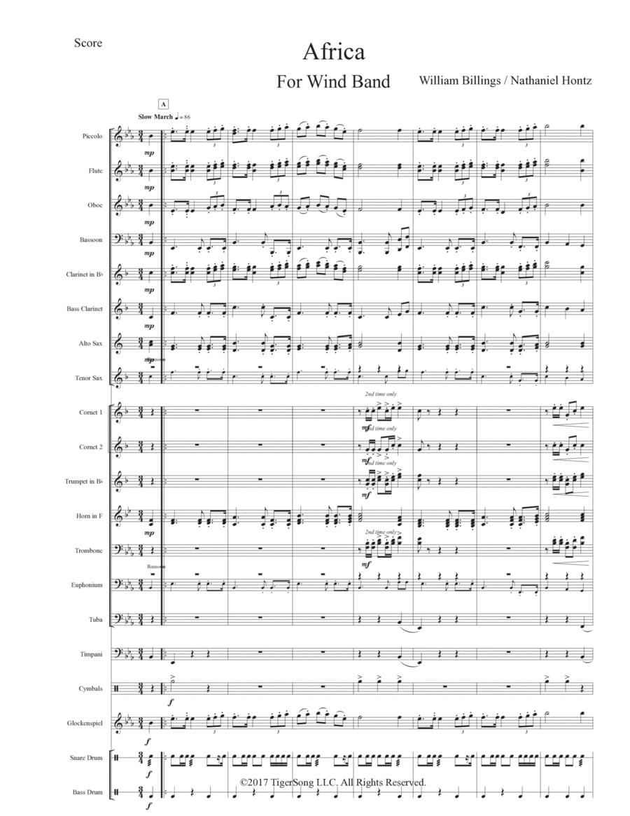 Africa (Now Shall My Inward Joys Arise) Concert Band scores gallery preview page 1