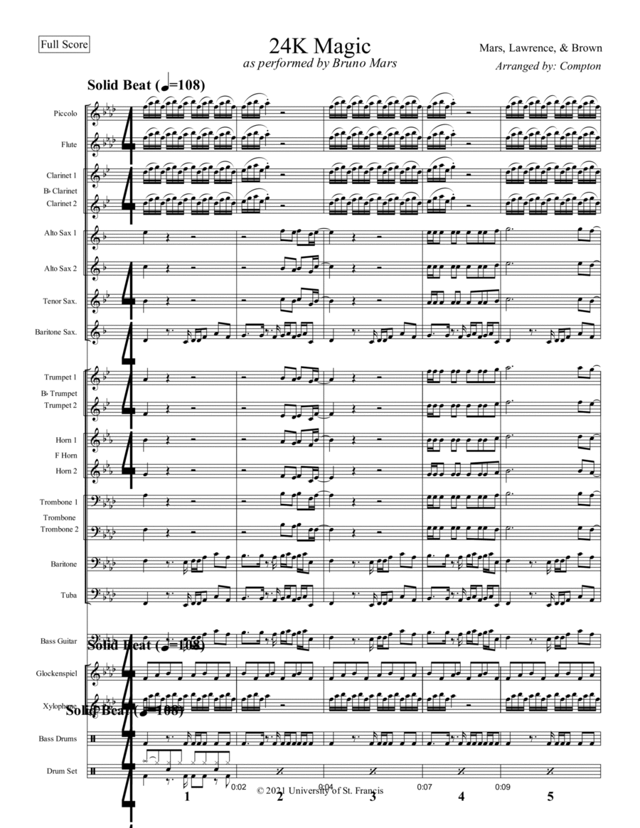 24k Magic Marching Band scores gallery preview page 1