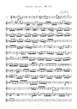 Book cover for Italian concerto BWV971 1st mov for flute trio