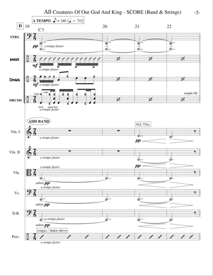 All Creatures of Our God and King (Band & Strings) Jazz Ensemble scores gallery preview page 6