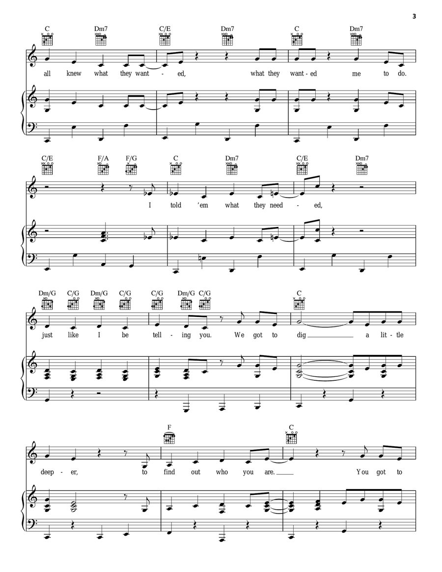 Dig A Little Deeper Piano, Vocal, Guitar scores gallery preview page 3