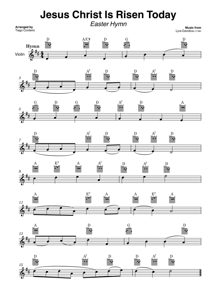 Jesus Christ Is Risen Today Violin Solo scores gallery preview page 1