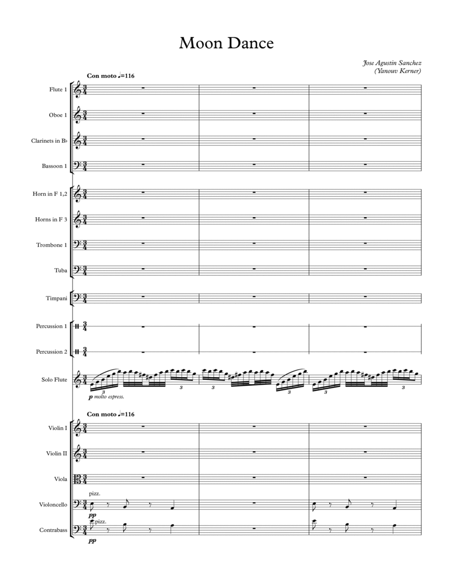 Dance for the Moon (Version for Flute and Symphonic Orchestra) Full Orchestra scores gallery preview page 1