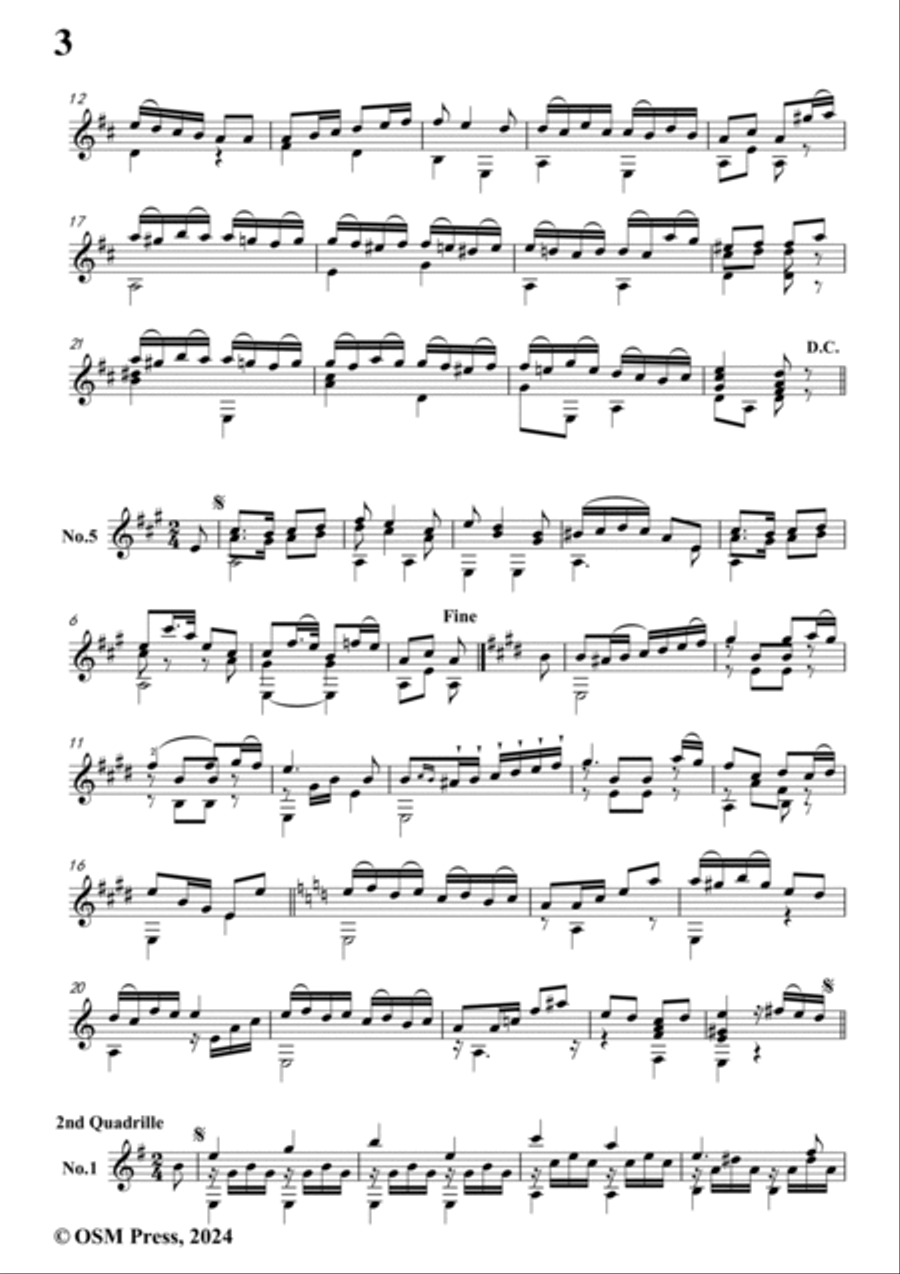 Coste-2 Quadrilles and Country Dances,Op.3,for Guitar Acoustic Guitar scores gallery preview page 4