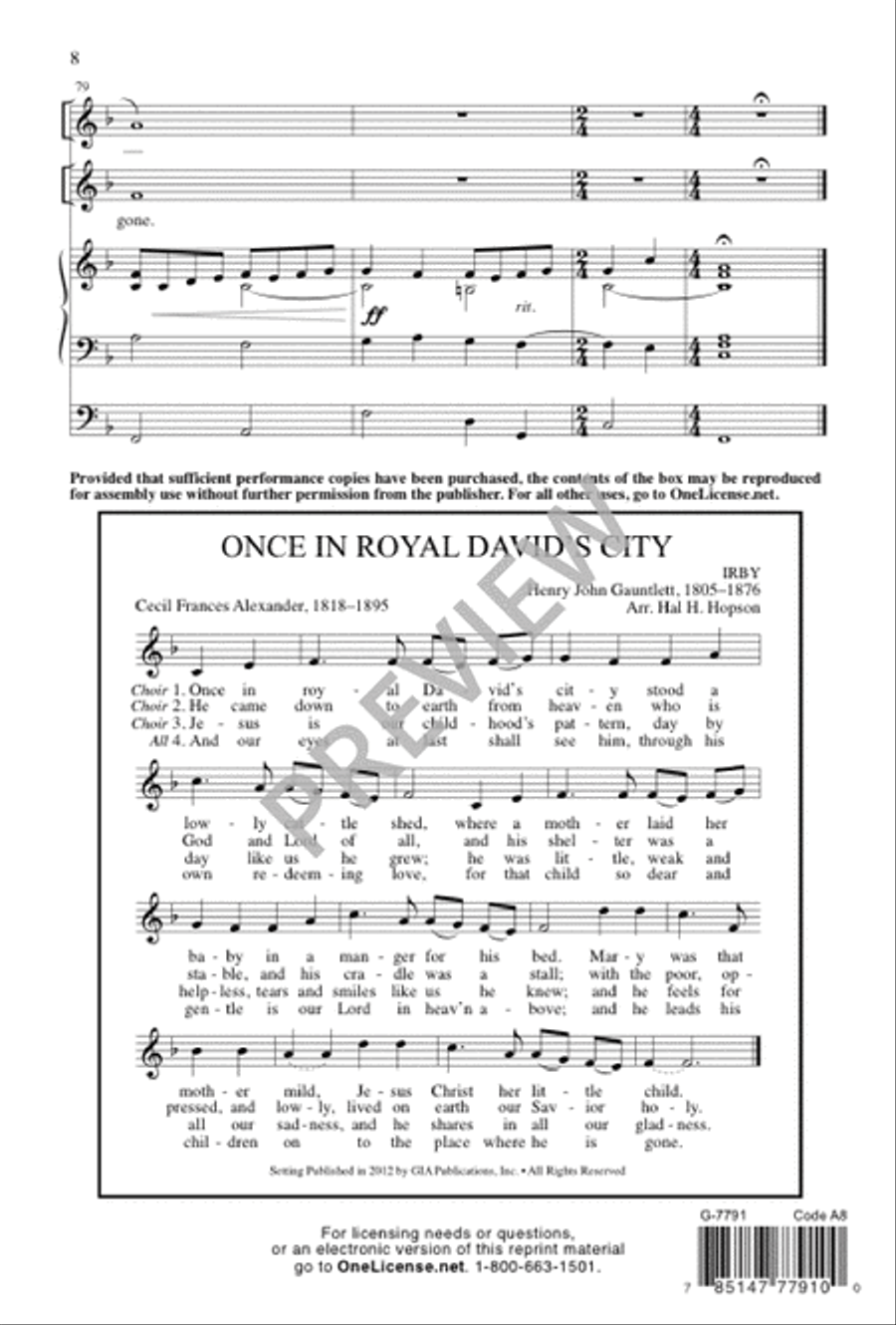 Once in Royal David's City 4-Part scores gallery preview page 8