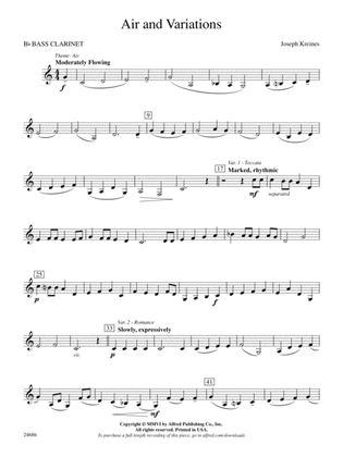 Air and Variations: B-flat Bass Clarinet