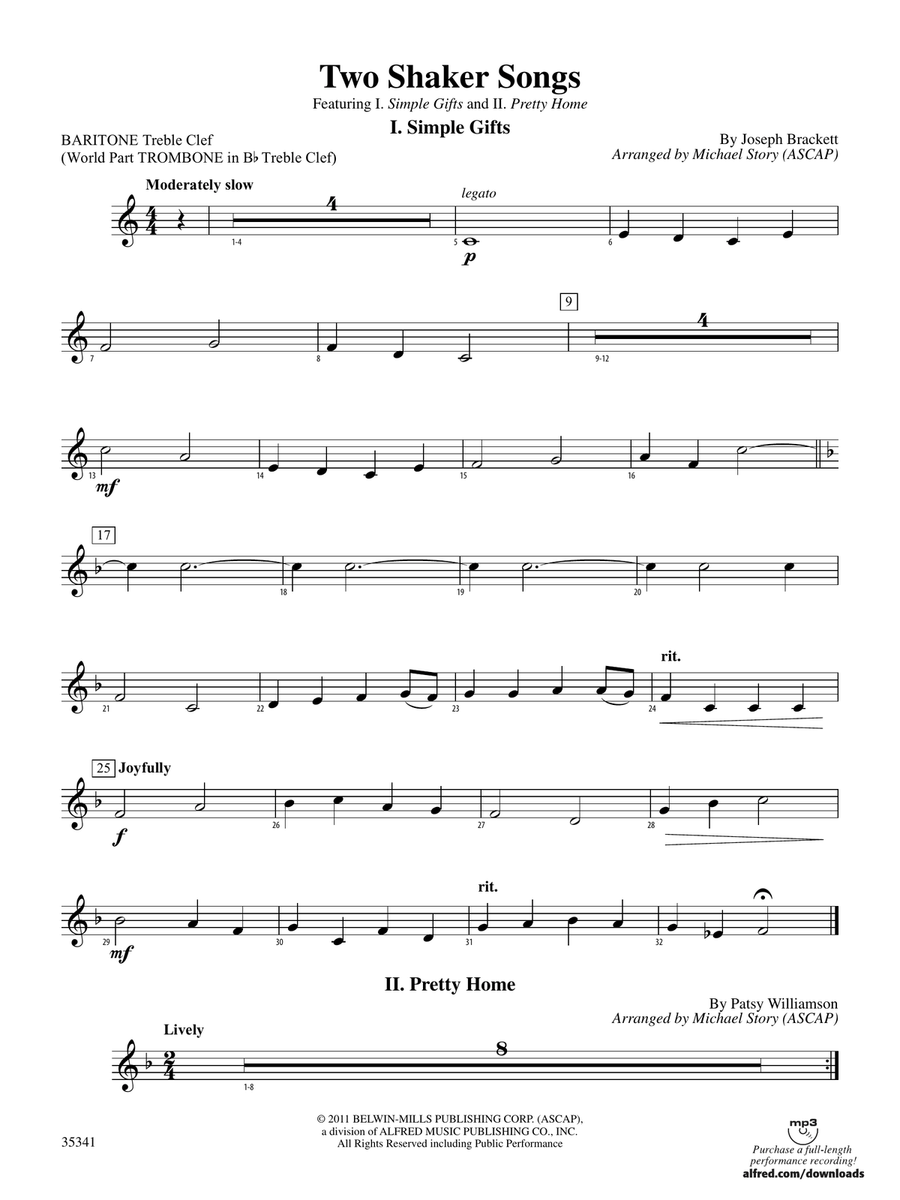 Two Shaker Songs: (World Part) Baritone T.C.