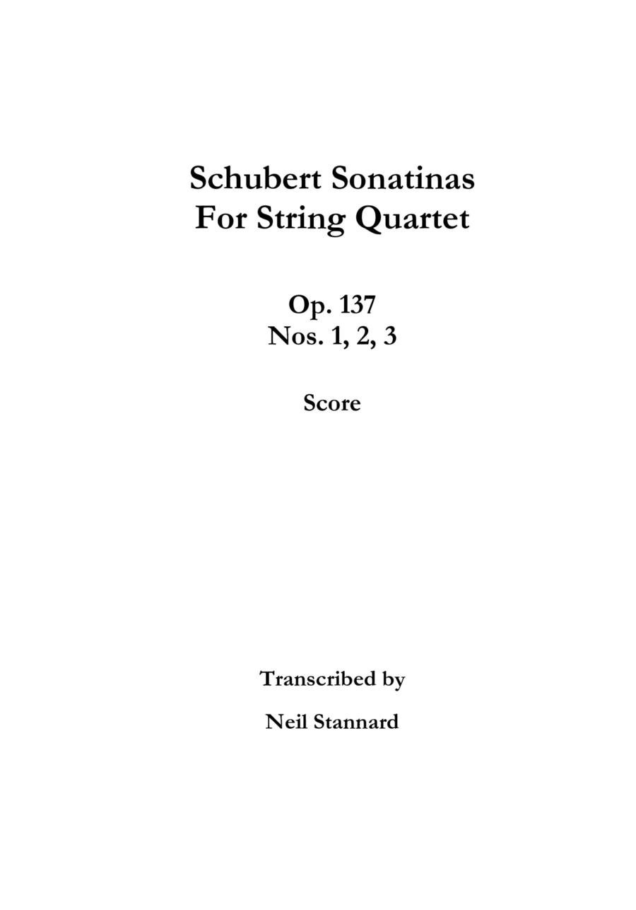 Schubert Sonatinas Op. 137 for String Quartet SCORE String Quartet scores gallery preview page 1