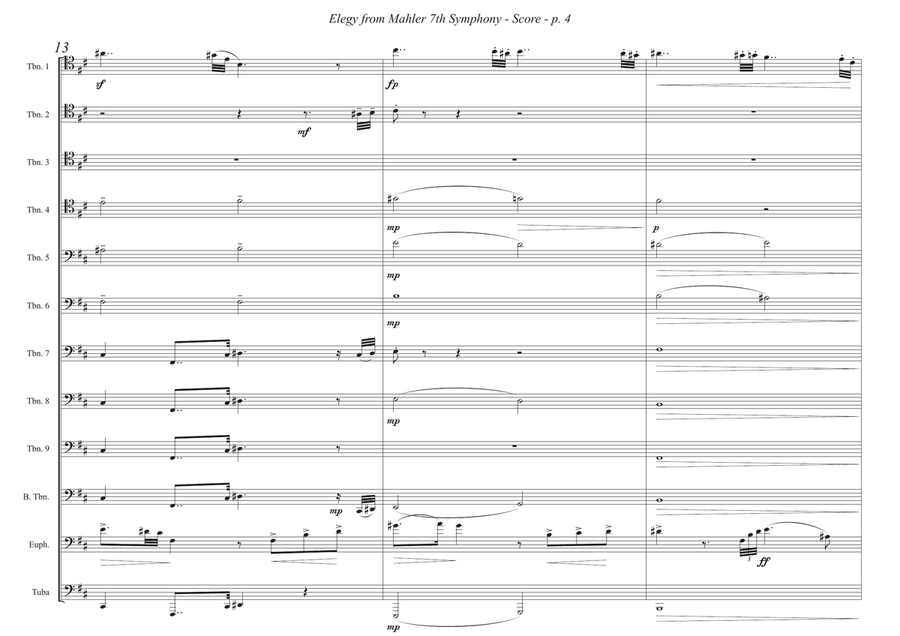Elegy from Mahler 7th Symphony Baritone Horn TC scores gallery preview page 5