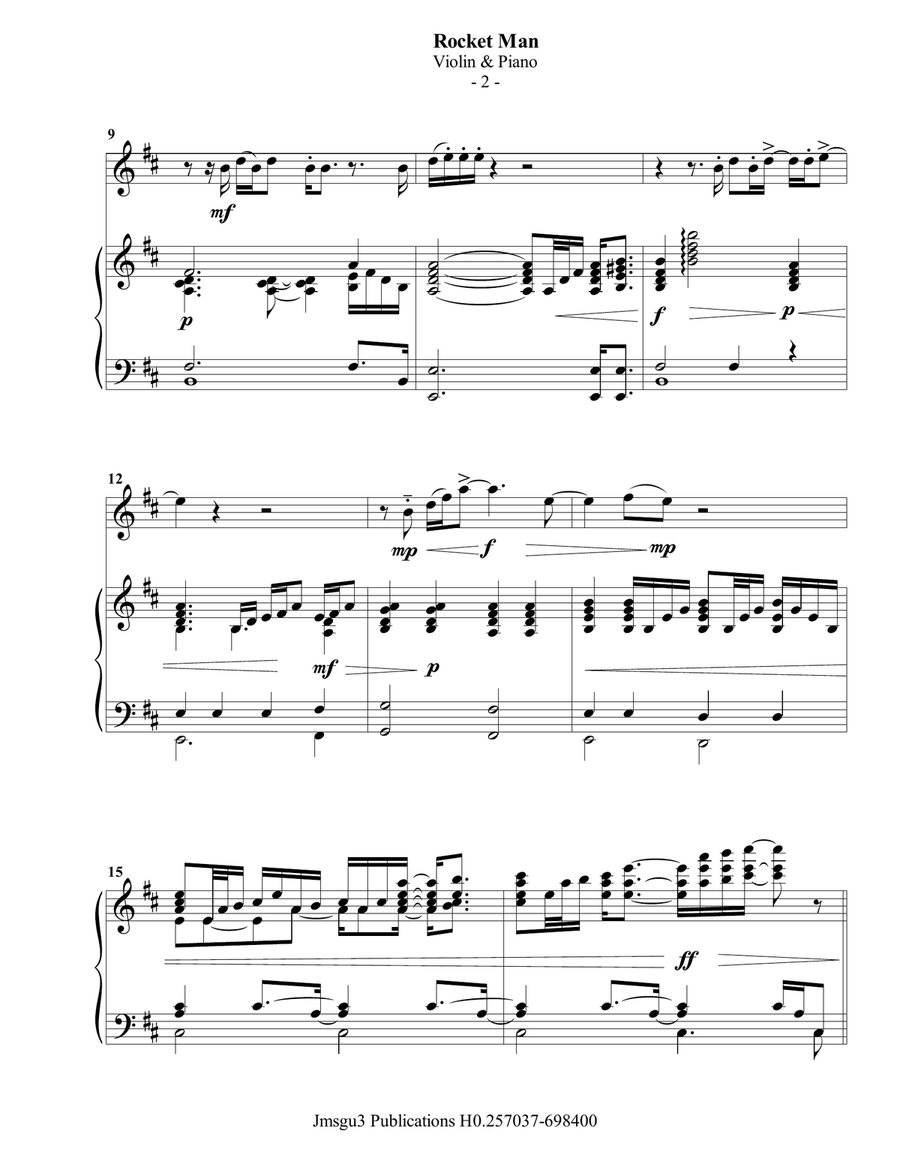 Rocket Man (I Think It's Gonna Be A Long Long Time) Violin Solo scores gallery preview page 3