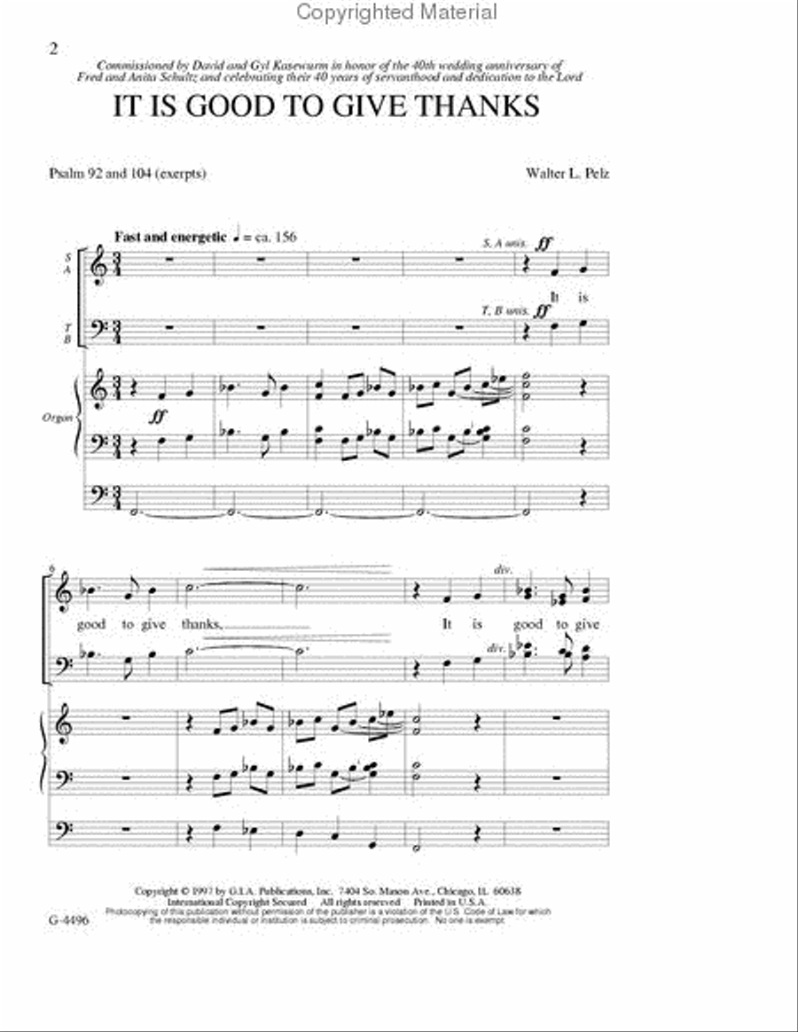 It Is Good to Give Thanks 4-Part scores gallery preview page 2