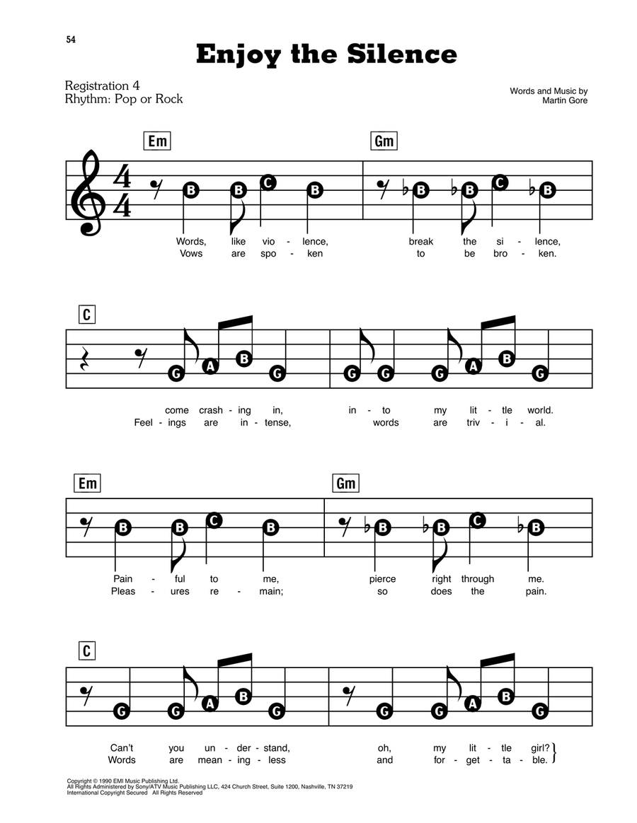 Enjoy The Silence Enjoy The Silence Electronic Keyboard scores gallery preview page 1