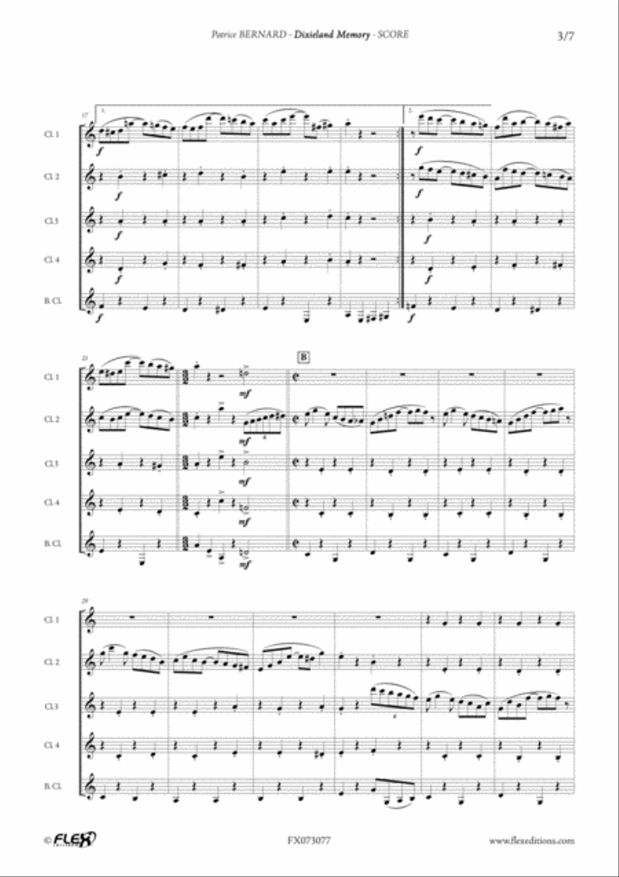 Dixieland Memory B-Flat Clarinet scores gallery preview page 3