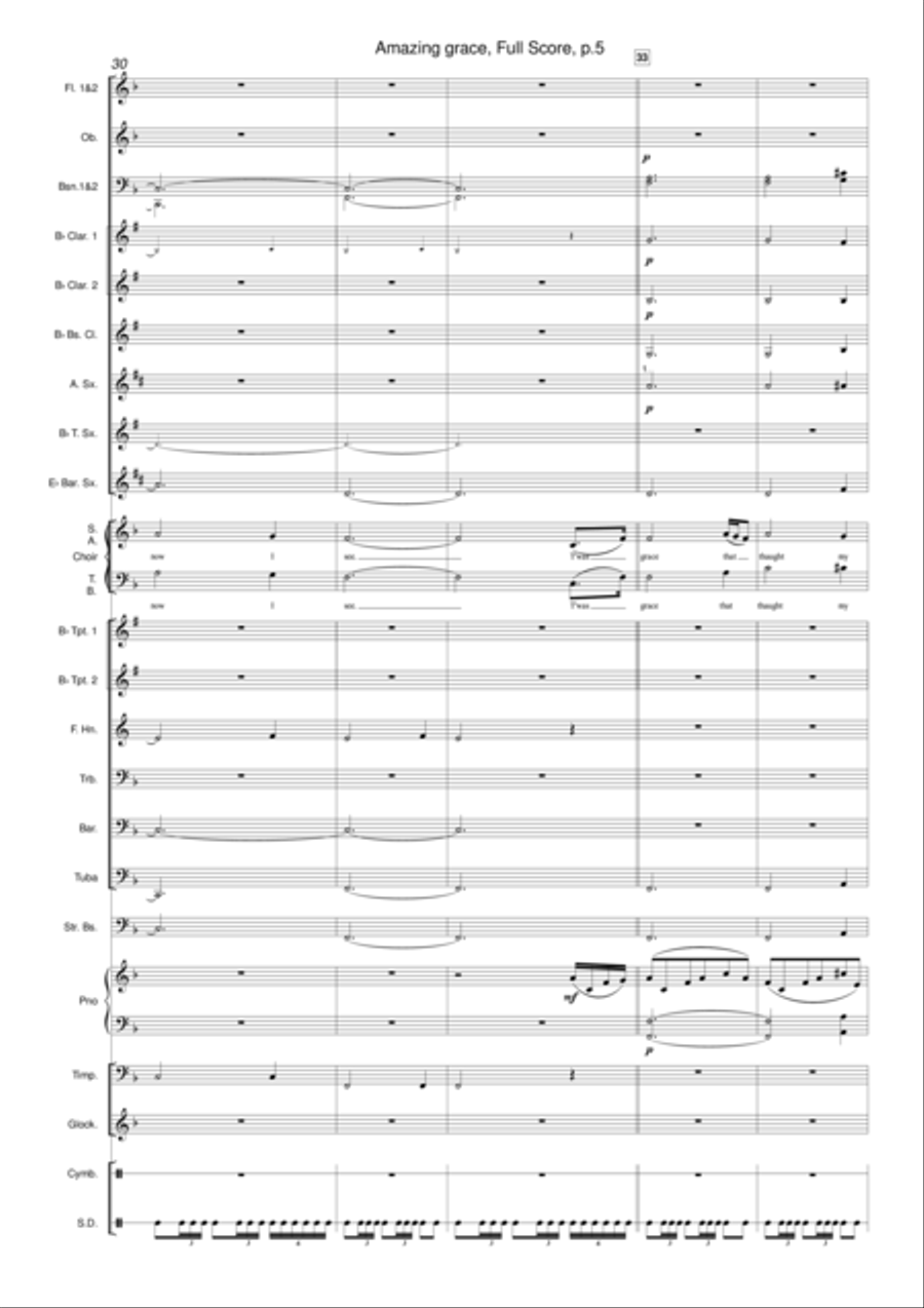 Amazing grace for wind band and choir 4-Part scores gallery preview page 5