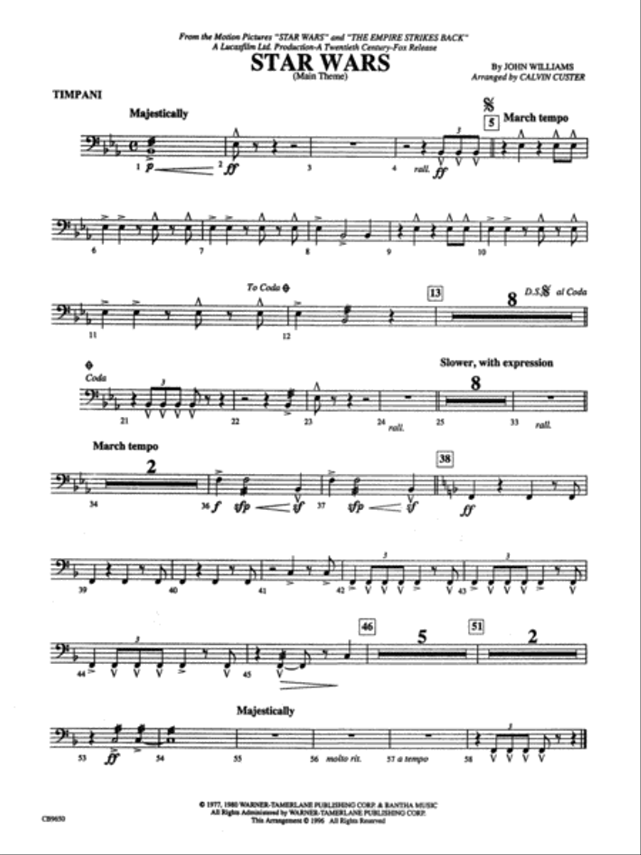 Star Wars Main Theme: Timpani Concert Band scores gallery preview page 1