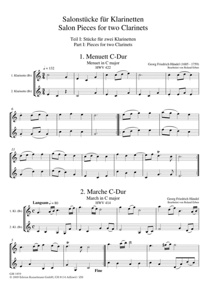 Salon pieces for 2-4 clarinets