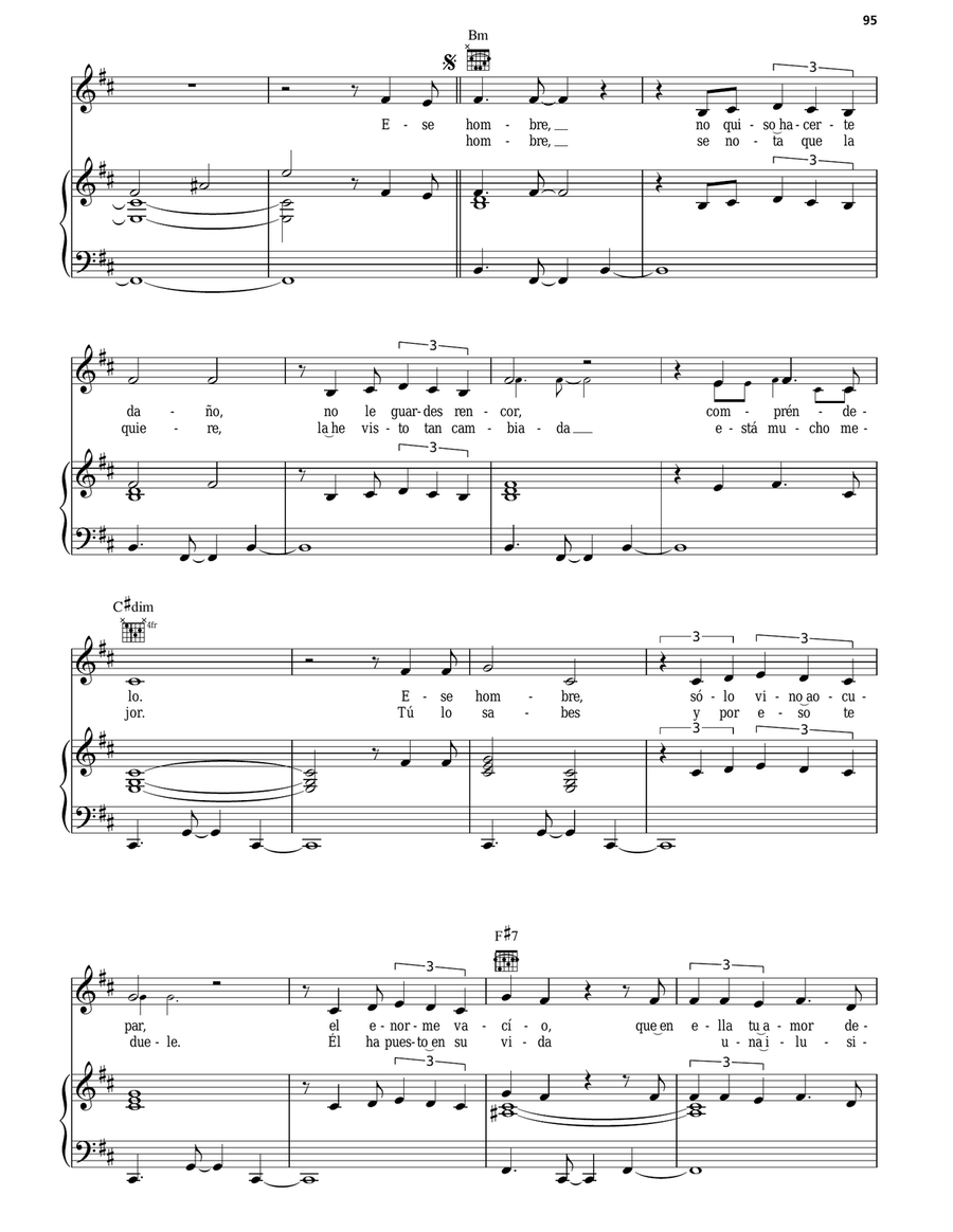 Por Ese Hombre Piano, Vocal, Guitar scores gallery preview page 2