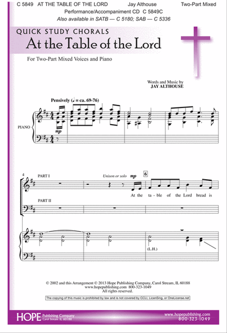 At the Table of the Lord 2-Part scores gallery preview page 1