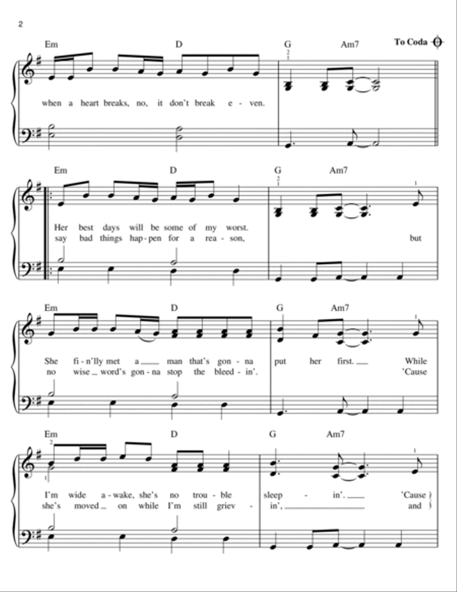 Breakeven Easy Piano scores gallery preview page 2