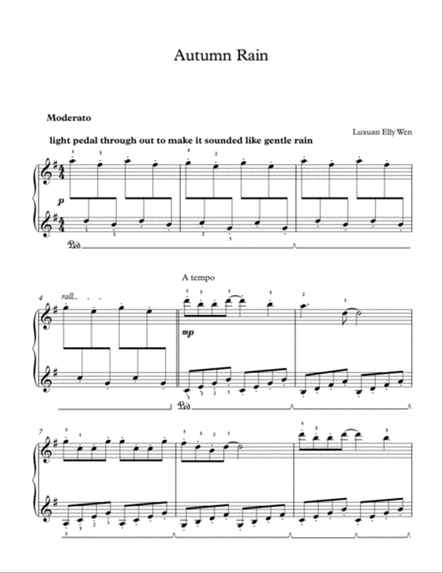 Autumn Rain- - Intermediate piano pedagogical music for short touches Piano Solo scores gallery preview page 2