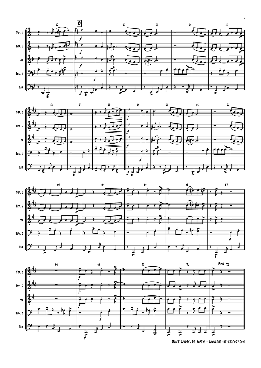 Don't Worry, Be Happy Brass Ensemble scores gallery preview page 3