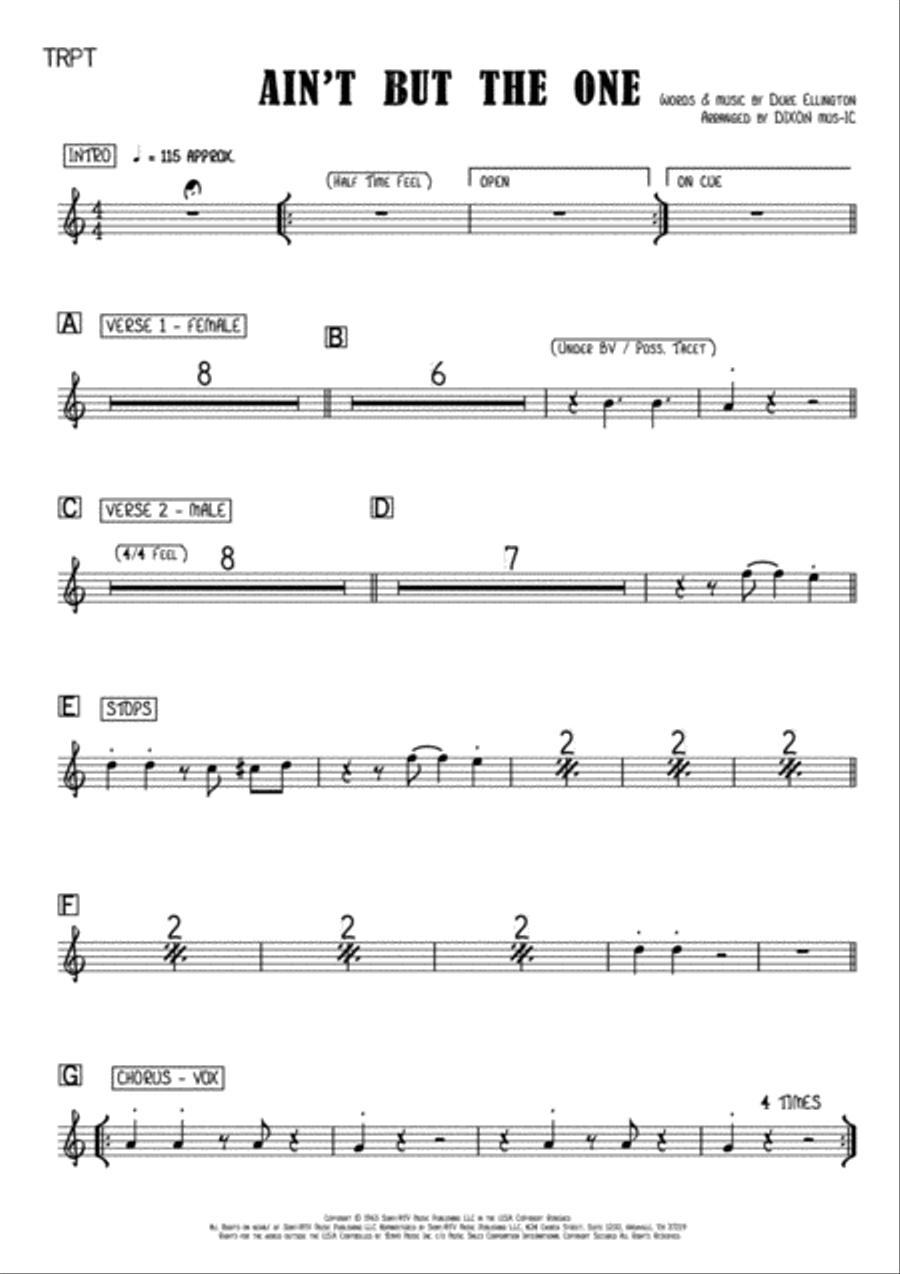 Ain't But The One Horn scores gallery preview page 1