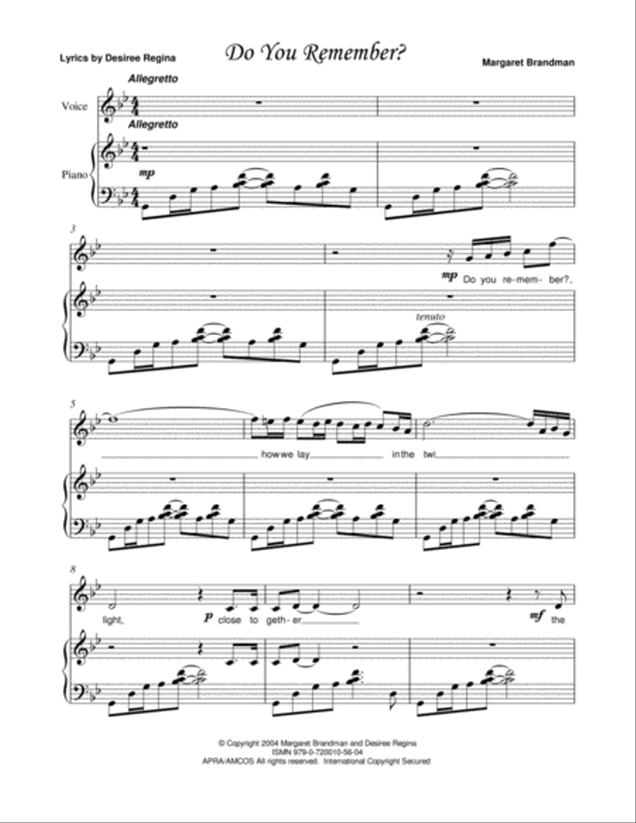 Do You Remember? Mezzo-Soprano Voice scores gallery preview page 2