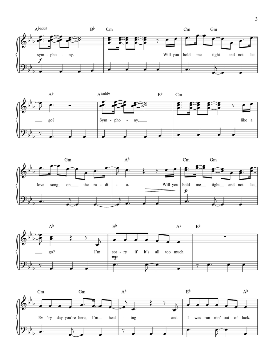 Symphony (feat. Zara Larsson) Easy Piano scores gallery preview page 3
