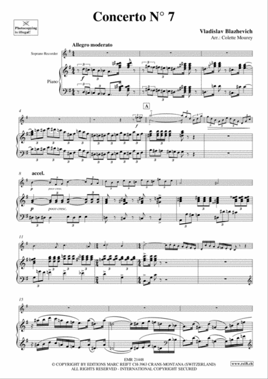 Concerto No. 7 Soprano Recorder scores gallery preview page 3