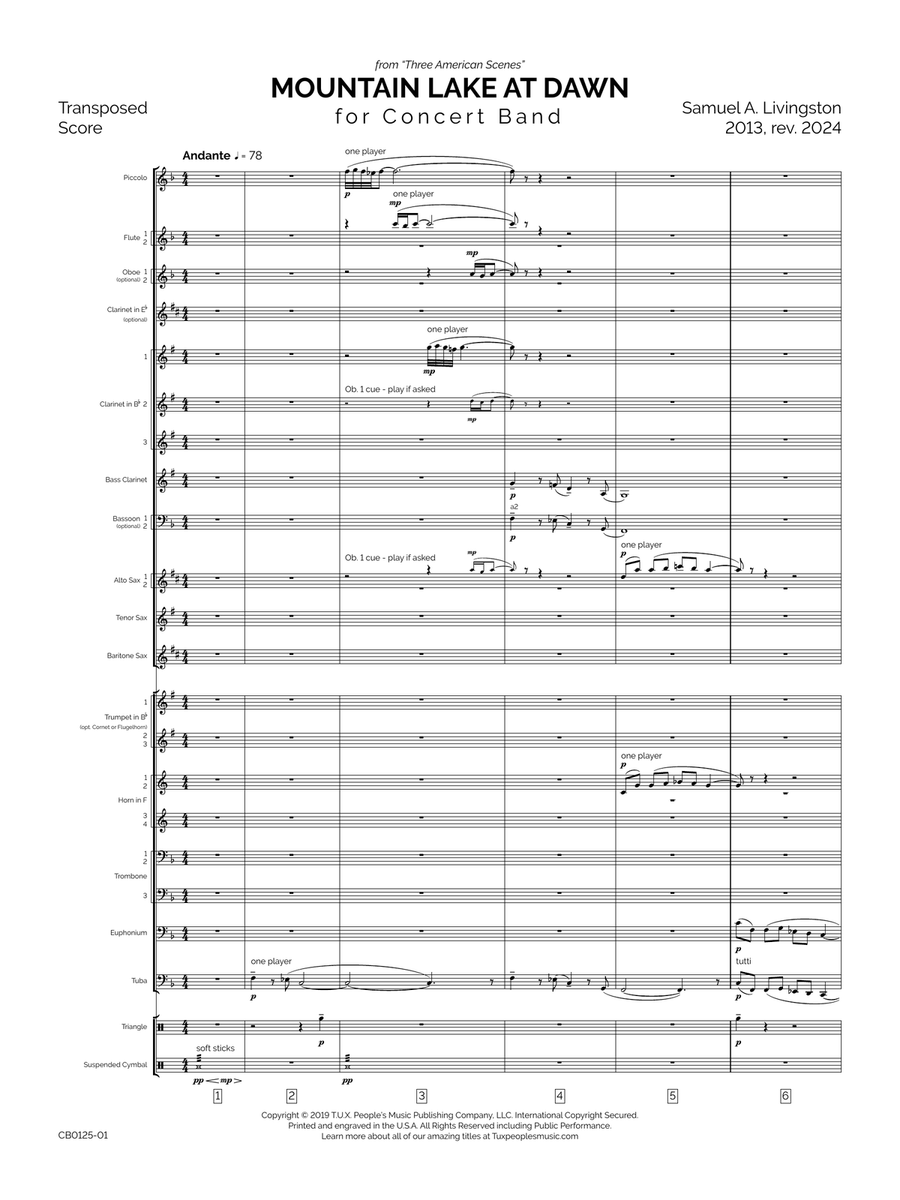 Mountain Lake at Dawn (from Three American Scenes) Concert Band scores gallery preview page 6