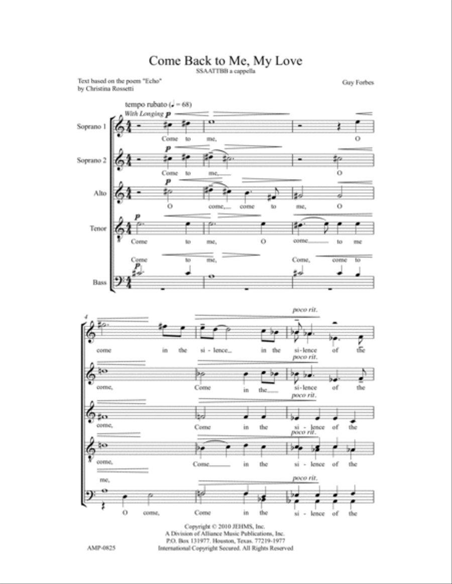 Come Back to Me, My Love Come Back to Me, My Love SSAATTBB scores gallery preview page 7
