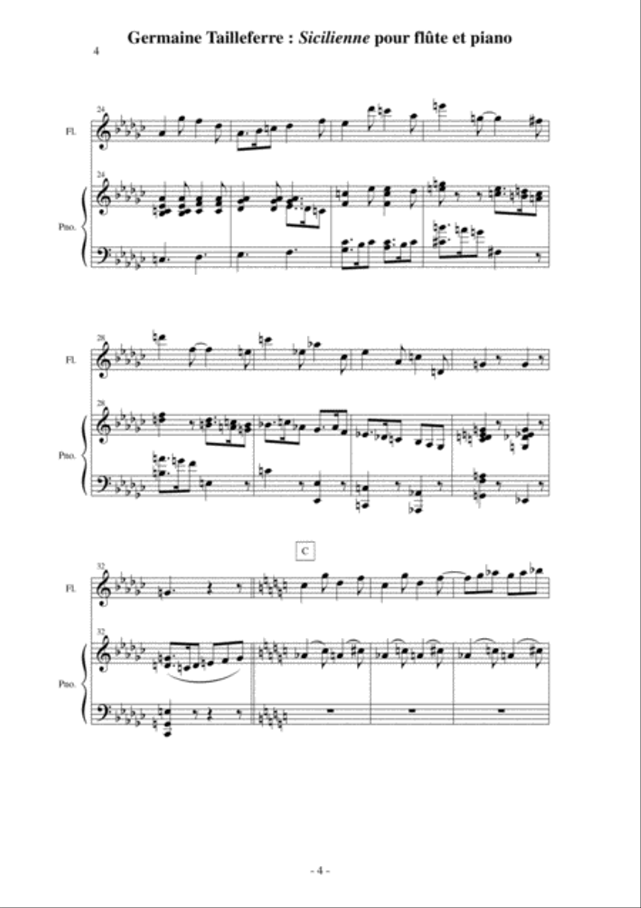 Germaine Tailleferre: Sicilienne for flute and piano Germaine Tailleferre: Sicilienne for flute and piano Flute Solo scores gallery preview page 4