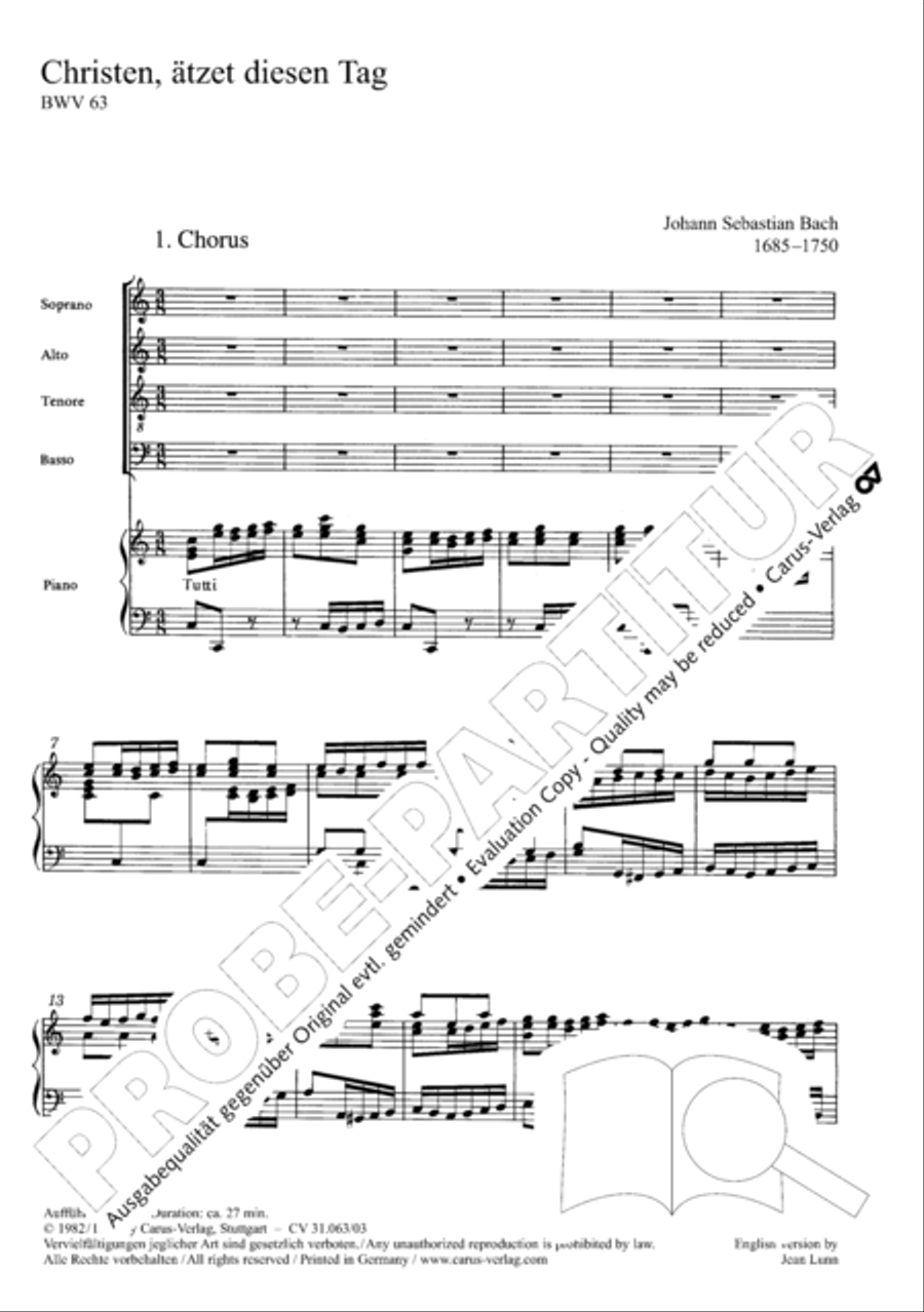 Christians, etch this blessed day (Christen, atzet diesen Tag) 4-Part scores gallery preview page 4