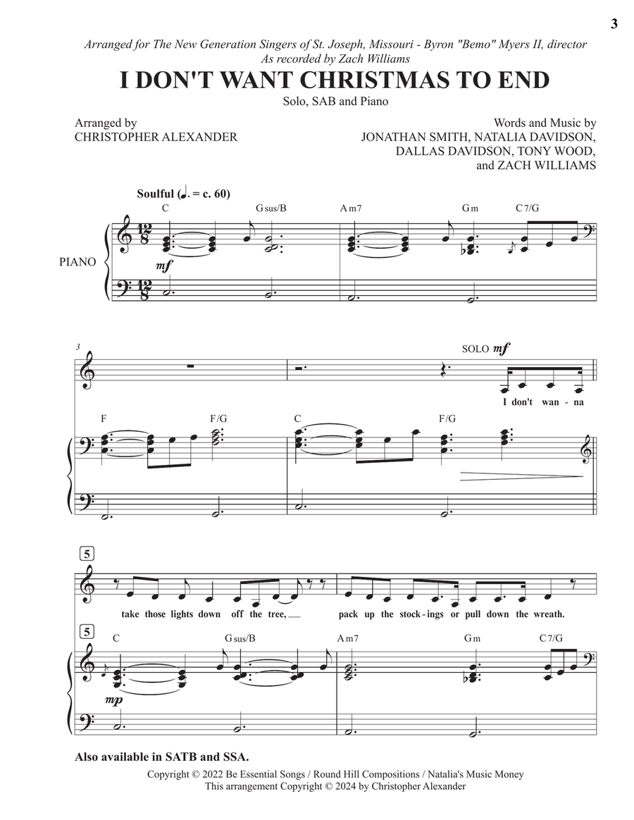 I Don't Want Christmas To End 3-Part scores gallery preview page 3