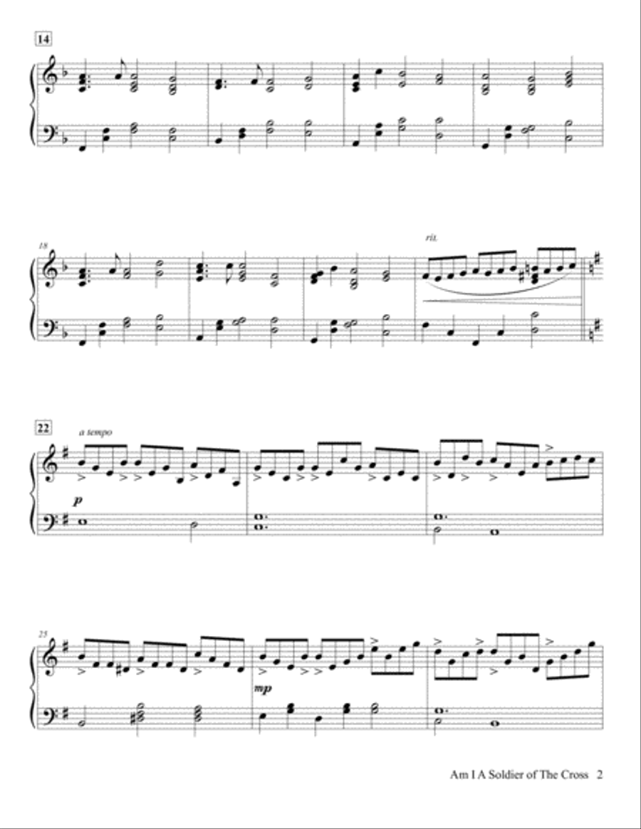 Am I A Soldier of The Cross - Piano Solo Piano Solo scores gallery preview page 3