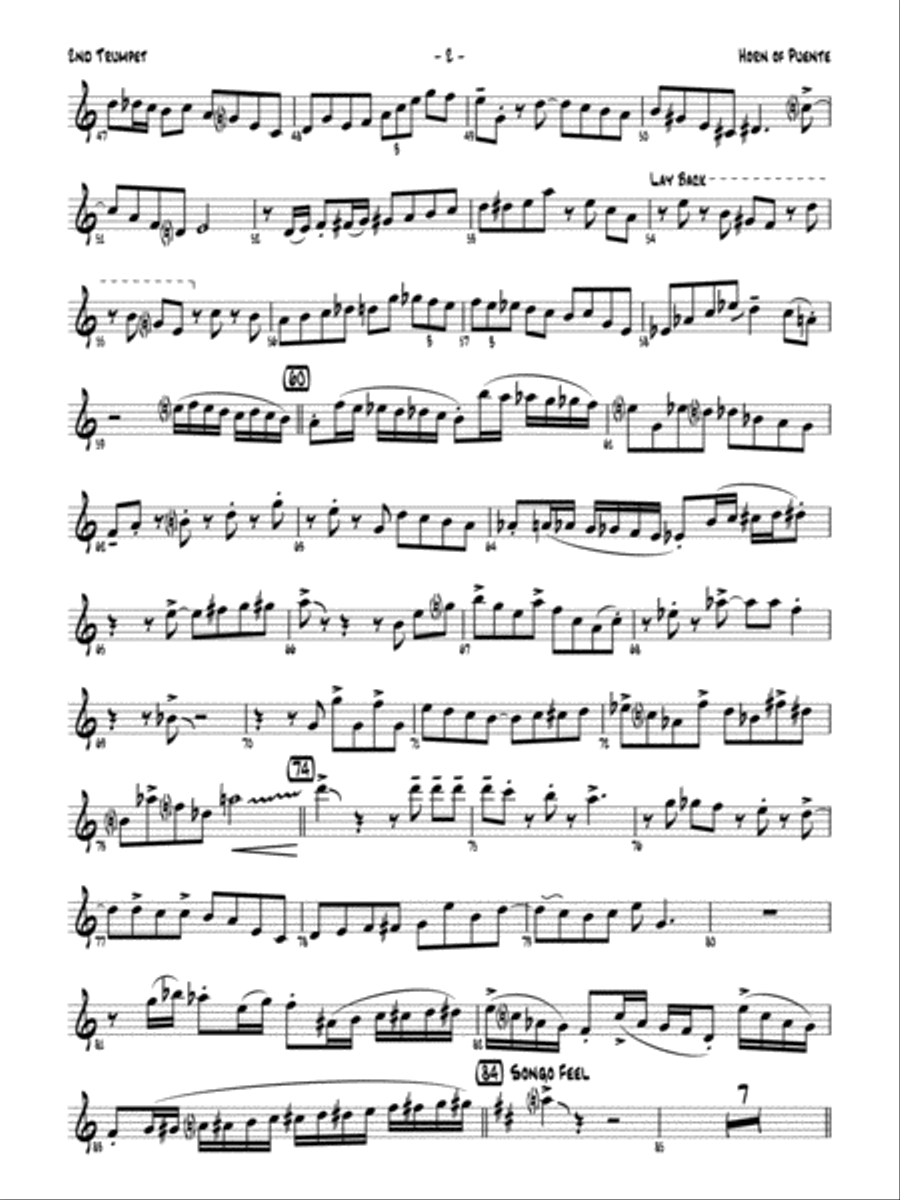 Horn of Puente: 2nd B-flat Trumpet Jazz Ensemble scores gallery preview page 2