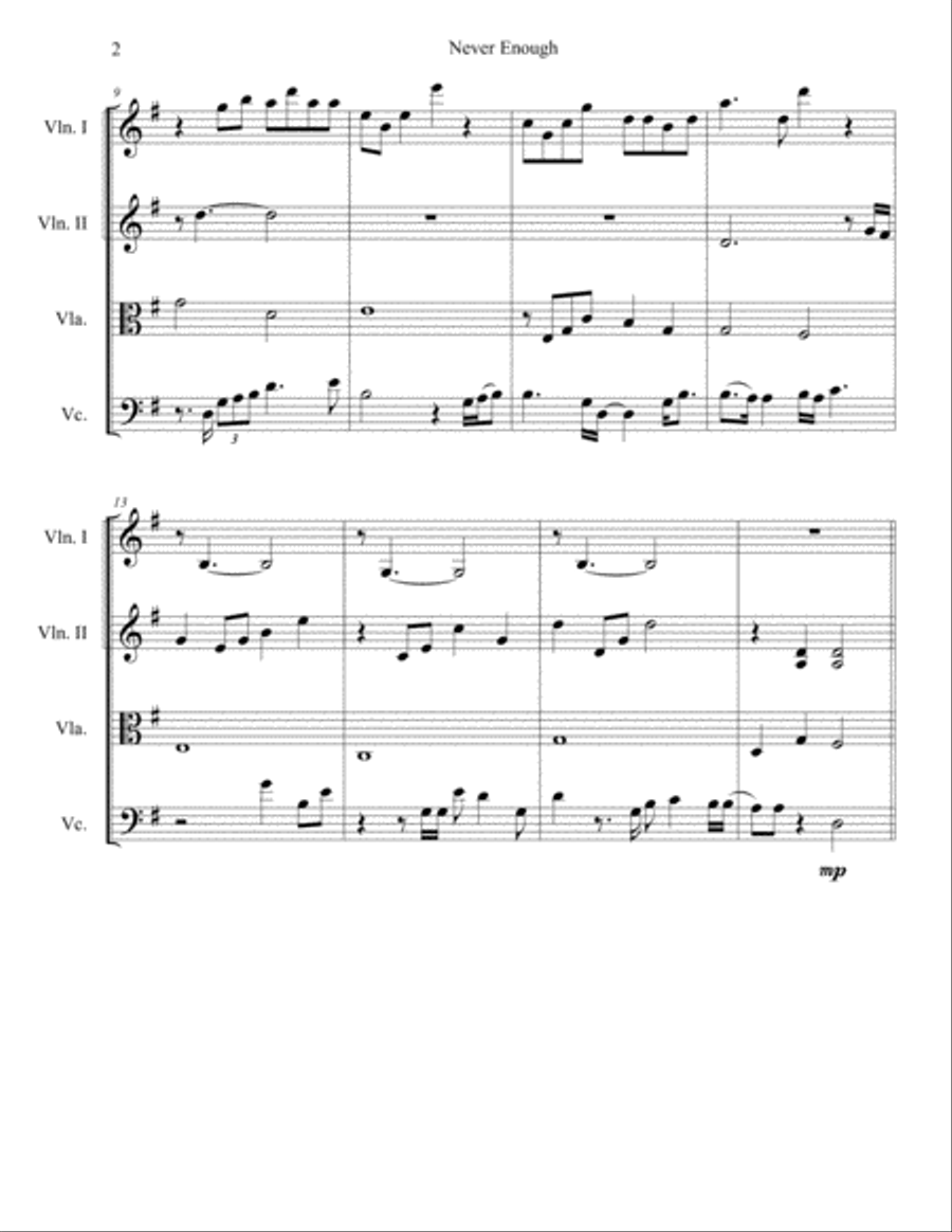 Never Enough String Quartet scores gallery preview page 2