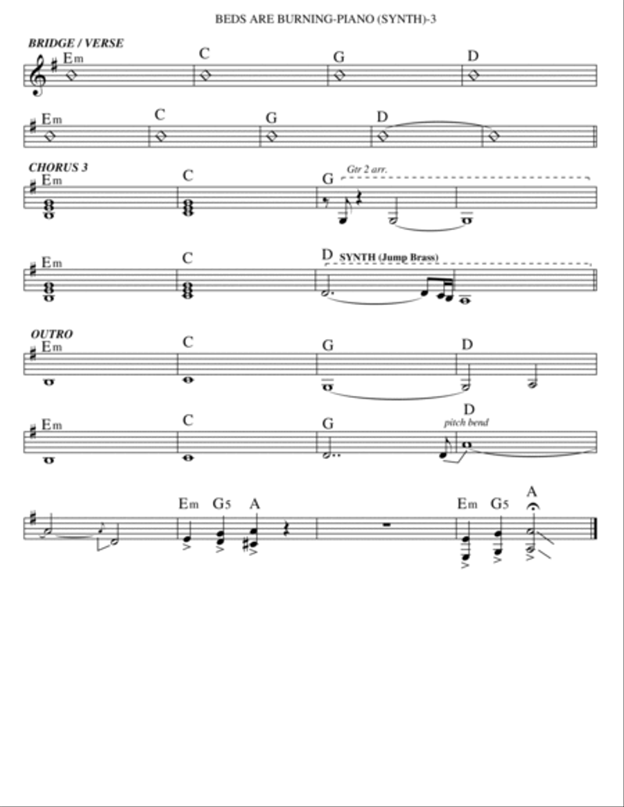 Beds Are Burning Tenor Saxophone scores gallery preview page 3