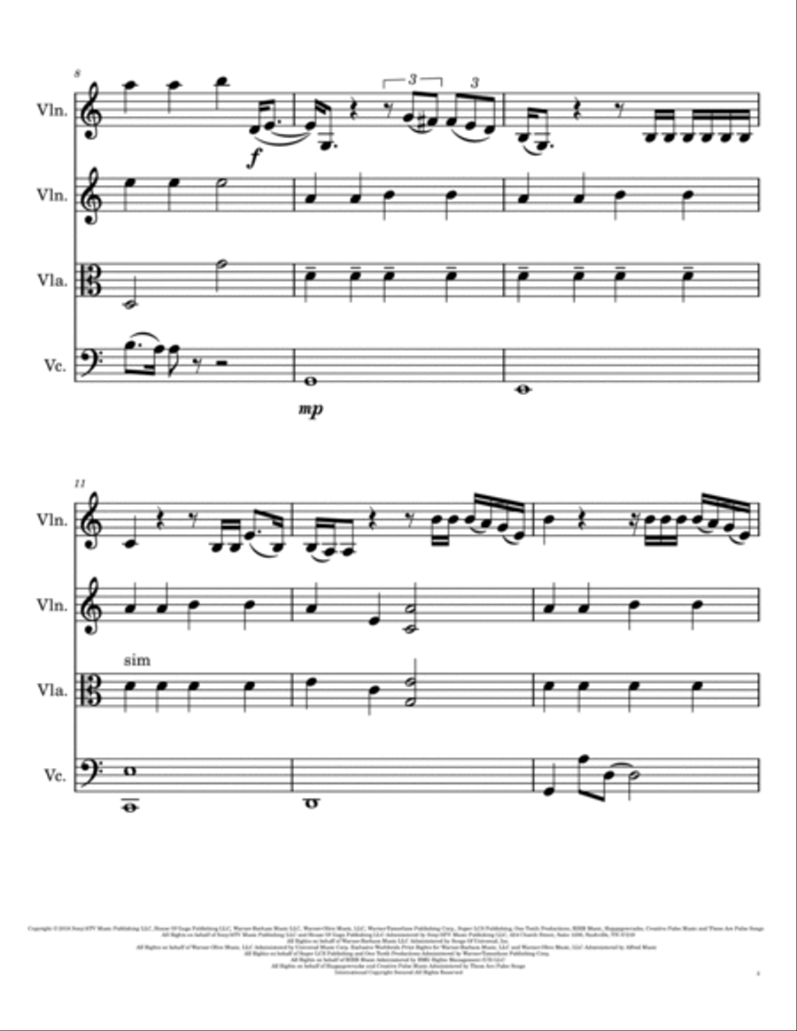 I'll Never Love Again String Quartet scores gallery preview page 2