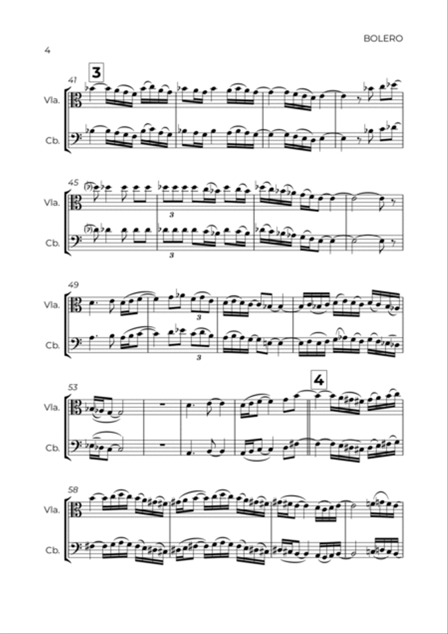 BOLERO - RAVEL - VIOLA & CONTRABASS String Duet scores gallery preview page 4