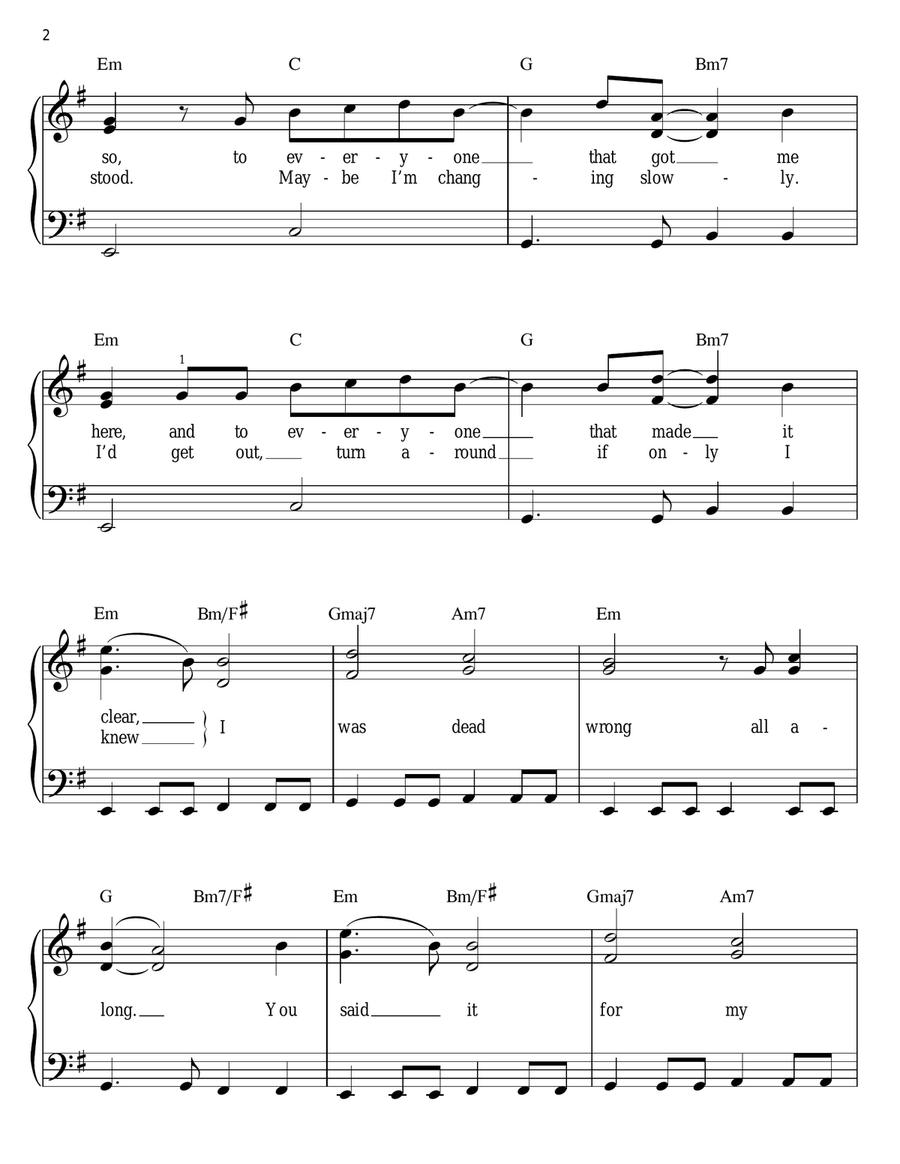 Dead Wrong Easy Piano scores gallery preview page 2
